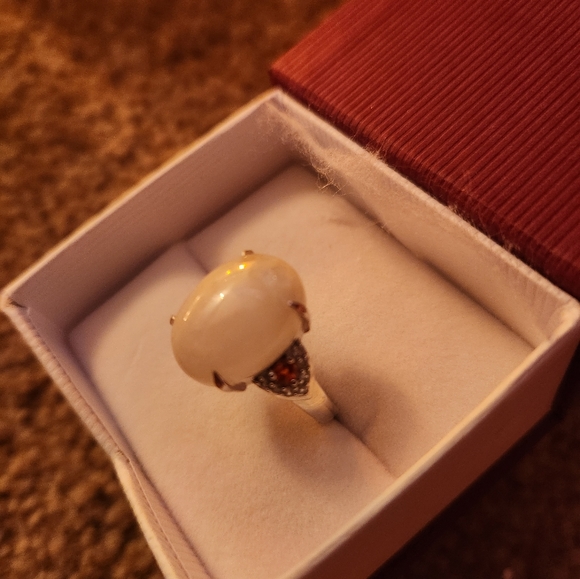 Rainbow moonstone and fire opal ring 11.38 ct - Picture 5 of 7